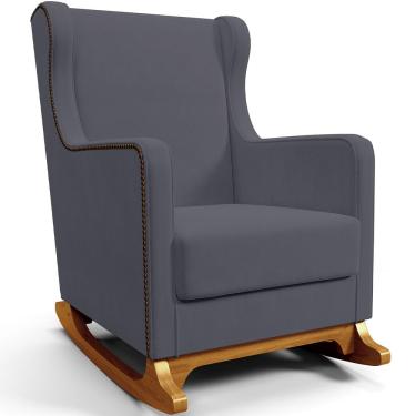 Imagem de Poltrona de Amamentação com Balanço Mavie L02 Suede Cinza - Lyam Decor