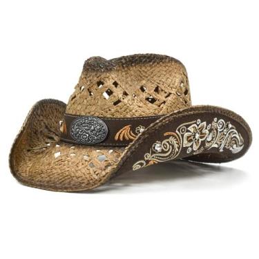 Imagem de Chapéu de cowboy Fluffy Sense Straw Western Bordado Unissex - FLUFFY S