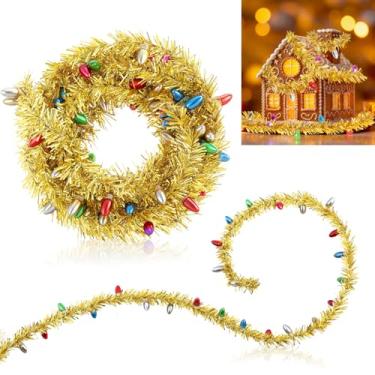 Imagem de Yuxung 16.4 Ft Miniature Christmas Garland Dollhouse Fake Lights, String with Metallic Bulbs for Miniatures Dollhouse Christmas Decorations, Holiday Decor Fairy Garden Accessories, Non Electric
