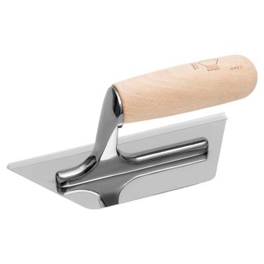 Imagem de Espátula de gesso de aço inoxidável, 20 cm x 10,5 cm x 8,4 cm, cantos arredondados e lâmina trapezoidal grande, cabo feito de faia, tamanho da lâmina 200 x 83 x 105 mm para placa de parede Sheetrock