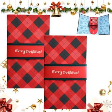 Imagem de Handmade Waterfall Christmas Gift Card Booklet,Pull-out Design Merry Christmas Gift Card Book,Xmas DIY Surprise Money Card Sleeve Book Holder,Xmas Party Supplies Gifts for Family Friends (2Pcs)