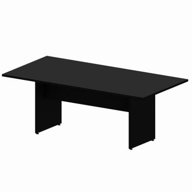 Imagem de Mesa Reunião 8 Lugares 200x100cm Retangular Executiva com Pé Painel para Escritório Corporate Preto