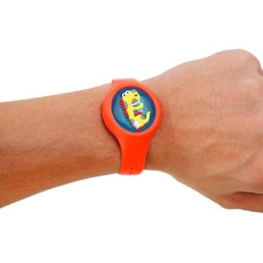 Imagem de Pulseira Repelente Infantil Anti Mosquito – Formato de Relógio em Silicone Divertido | Proteção Segura e Colorida para Crianças contra Insetos (Laranja)