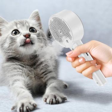 Imagem de Escova para gatos com vapor, versátil para derramamento a vapor, escovas ajustáveis para animais de estimação, kit de cuidados com gatos e cães fácil de usar com botões de liberação para seus animais