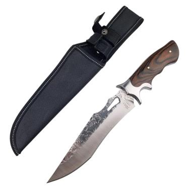 Imagem de Faca Com Lâmina Lisa Decorada Cabo De Madeira E Bainha Nylon