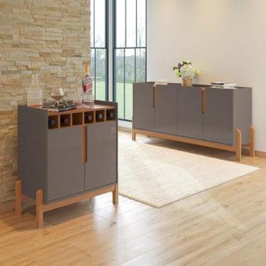 Imagem de Buffet 1,70 + Barzinho Lizz Pés de Madeira Maciça - Casa D