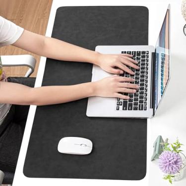 Imagem de Tapete de mesa grande de couro PU antiderrapante à prova d'água para mesa de escritório, mouse pad estendido para laptop/computador, protetor de mesa de jogos com superfície de escrita lisa (60 x 35