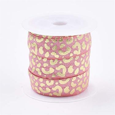Imagem de Fita elástica trançada de 15 ~ 16 mm 3,2 metros de corda elástica plana impressa para artesanato faça você mesmo, roupas, costurar, laços de cabelo, faixas de cabelo, rosa choque