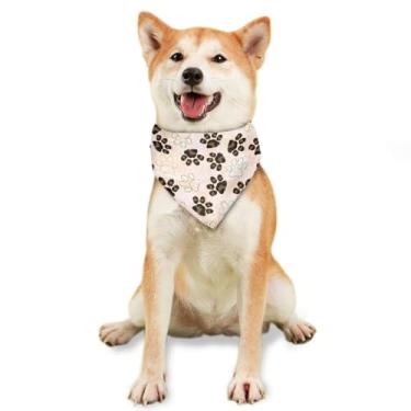 Imagem de Bandana de cachorro com estampa de patas de cachorro, lavável, babadores triangulares, bandana fofa, babadores reversíveis, lenço ajustável para cães