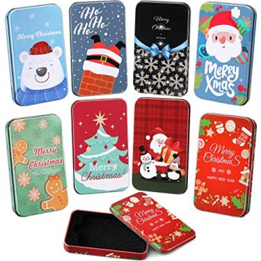 Imagem de Yexiya 16 porta-cartões de presente de Natal 10 x 6 cm caixas de lata de metal porta-cartões caixas sortidas recipientes para festa de Natal