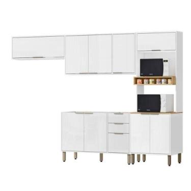 Imagem de Cozinha Modulada 5 Pecas 270 Cm Mdp Glor Branco Neve Mxm - MILANI MOVE