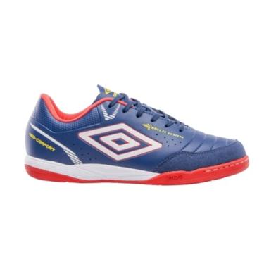 Imagem de Chuteira Futsal Umbro Neo Comfort Tênis Salão Profissional (Vermelho e azul, BR, Adulto, Numérico, 37)