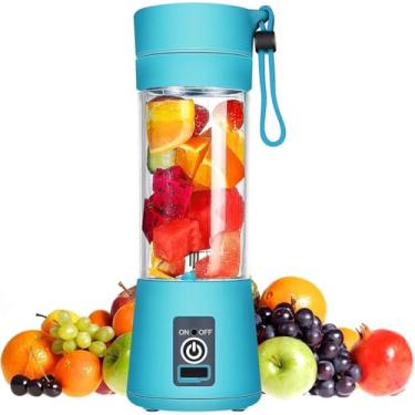 Imagem de Liquidificador Portátil USB – Mini Juice Cup com 2 Lâminas Inox, Prepara Sucos, Shakes e Vitaminas em Qualquer Lugar | Azul