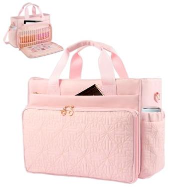 Imagem de Sacolas femininas cristãs com compartimentos, bolsa de igreja com porta-canetas, sacola com zíper para trabalho e viagens, rosa, Large
