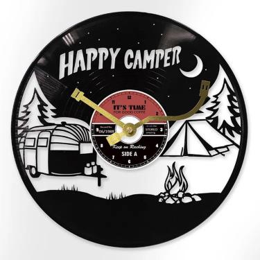 Imagem de Relógio de parede Happy Camper Vinyl Disc Retro Camper & Tent