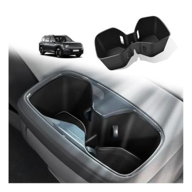Imagem de BestEvMod Suporte de copo traseiro para console central compatível com acessórios Kia EV9 2024 2025 2026 para console central traseiro para bebidas, organizador de borracha TPE antiderrapante