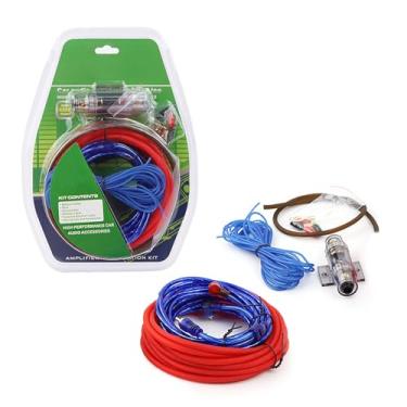 Imagem de BOROLA Kit de fiação de amplificador de 10 AWG, conjunto completo de cabos de instalação de subwoofer para carro e amplificador, cabo de alimentação e terra com cabo de áudio RCA, suporte de fusível e