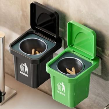 Imagem de Cinzeiro de lixeira montado na parede para banheiro Cinzeiro criativo interno removível de aço inoxidável (verde)