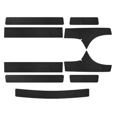 Imagem de Bilisin 9 peças de protetor de soleira de porta de carro compatível com Honda Civic 9ª geração 2012-2015, couro de fibra de carbono auto porta-malas porta guarda entrada protetor contra arranhões