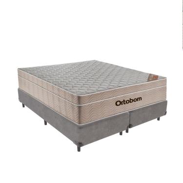 Imagem de Cama + Box Airtech Colchão Ortobom Queen 158cm Springpocket Cinza
