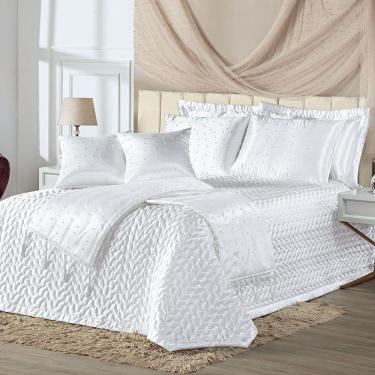 Imagem de Kit Cobre Leito Lua De Mel Cetim Liso King 10 Peças - Branco