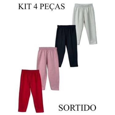 Imagem de Kit 4 Calças Moletom Peluciada Menino e Menina Infantil - Brilha Kids,