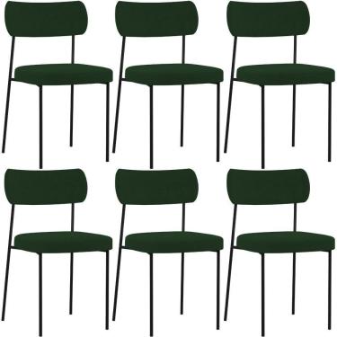 Imagem de Kit 06 Cadeiras Sala De Jantar L02 Suede Verde Musgo