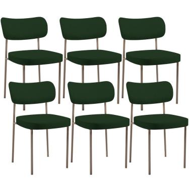 Imagem de Kit 06 Cadeiras Estofadas Para Sala De Jantar Melina Base Arena L02 Suede Verde Musgo - Lyam Decor