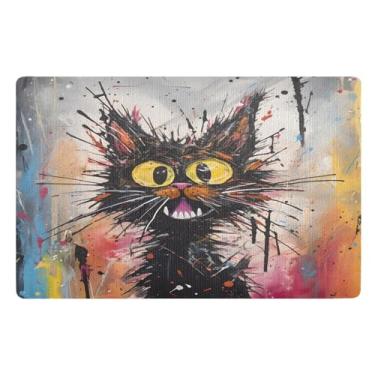 Imagem de MNSRUU Tapete de porta da frente para gatos Entrada externa 81 x 50 cm Capacho de porta de gato, tapete de porta fino interno cabe embaixo da porta, 01