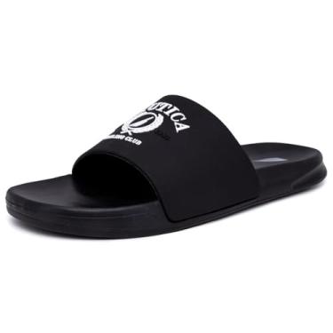 Imagem de Nautica Sand lias de chuveiro masculinas dedo aberto chinelo macio para uso interno e externo, Porter preto e branco, 12