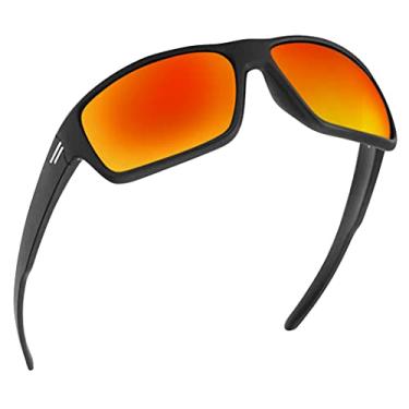 Imagem de TOROE Óculos de sol esportivos Eyewear Field Wrap Around com lentes polarizadas de policarbonato, armação TR90 leve, Preto fosco | Emblema branco, Standard Size