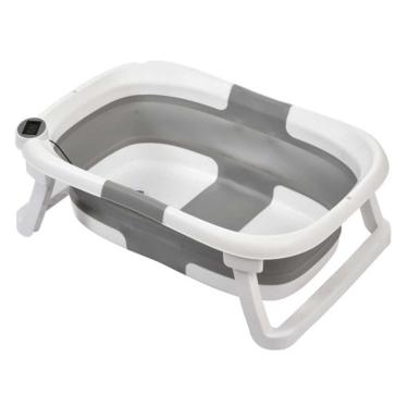 Imagem de Banheira de Bebê Plástica Dobrável Cinza 25Kg Galzerano