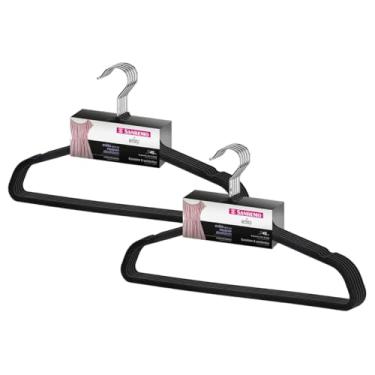 Imagem de Cabide Aveludado Para Roupas Preto Armario Conjunto 10 Unidades Sanremo Kits na Web