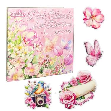 Imagem de WCCH Adesivos vintage Manor Scrapbook Suprimentos para Junk Journal, 30 folhas de adesivos autoadesivos PET para diário, scrapbooking, bujo, colagem, artes artesanais para adultos, letras DIY rosa