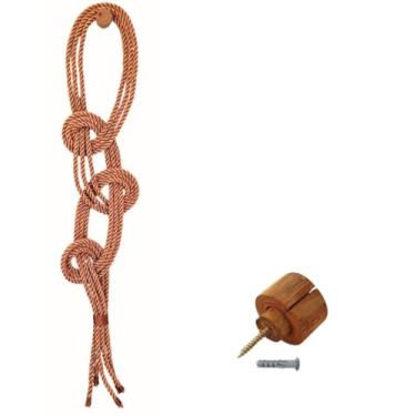 Imagem de Painel Decorativo Nó em Corda Bronze Macramê Escultura de Parede Sala Quarto