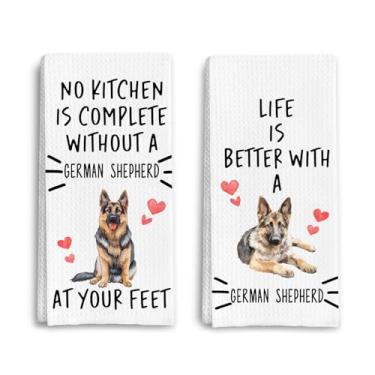 Imagem de Qpenm Presentes de pastor alemão, toalhas de cozinha, presentes para proprietários de pastor alemão, amante de cães, mãe, pai, dono, presente, toalhas de mão decorativas para cozinha, 40,6 x 61 cm