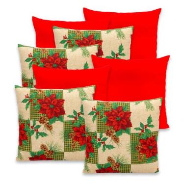 Imagem de Kit 8 Lindíssimas Capas de Almofadas Natalinas 40cm x 40cm Lisas e Est