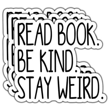 Imagem de (3 peças) Adesivo de leitura de livro Be Kind Stay Weird Reading Lover Book Lover Bookish Booktok Reader Water Assistant Adesivo de vinil para garrafa de água, laptop, Kindle, telefone, adesivo
