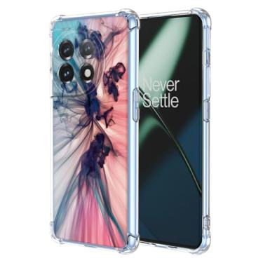 Imagem de WEIOUHR Capa para OnePlus 11 5G Capa de telefone TPU macio transparente, design de padrão abstrato, resistente a choques e arranhões, leve, para OnePlus 11 5G (azul escuro)