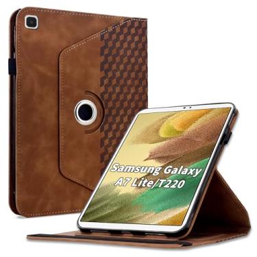 Imagem de Varohix Capa para Samsung Galaxy Tab A7 Lite 22.1 cm 2021 (modelo SM-T220/T225/T227), capa protetora de couro PU com rotação de 360 graus com suporte para cartão e alça de ombro para mulher e homem
