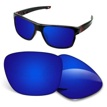 Imagem de Biyxpiv Lentes de substituição de 1,5 mm compatíveis com óculos de sol Oakley Crossrange OO9361, antiarranhões e resistentes a impactos, Espelhado azul escuro, 57mm
