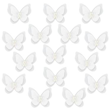 Imagem de letsinstyle 15 peças de retalho de renda bordado borboleta de organza pérola, 4,7 x 4,57 cm de camada dupla, apliques de enfeites para vestido de noiva de casamento, roupas, chapéu, cortina