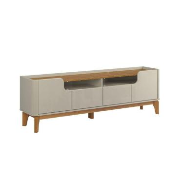Imagem de Rack Estante Flip 4 Portas Para Tv Até 75 Polegadas Off White Com Camaru