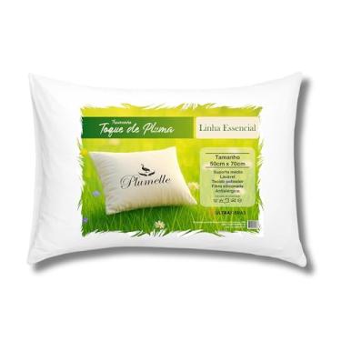 Imagem de Travesseiro Toque de Pluma Plumelle, Fibra Siliconada Antialérgica, Altura 20 cm, Suporte Macio e Enchimento Leve, Lavável em Máquina – 70x50 cm