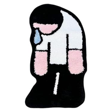 Imagem de LAKEA Tapete Tufting Sadness Man Tapete Tapete Antiderrapante Banheiro Macio Tapete de Cabeceira de Cabeceira Engraçado Decoração de Quarto (31,5 x 19,17 cm)