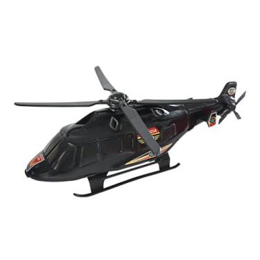 Imagem de Helicóptero de Brinquedo Modelo Resgate Policial, Preto, Design Moderno, Aeronave de Resgate com Detalhes em Amarelo e Vermelho, Brinquedo Infantil