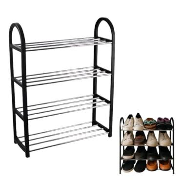 Imagem de Sapateira Organizadora Porta Sapatos 8 Pares 4 Andares Para Quarto Hall de Entrada Multiuso Livros Tênis Metal e Plástico