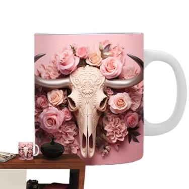 Imagem de Shakven Caneca, animal Caneca de café - Copo de água de caveira de vaca de cerâmica,Caneca de chá exclusiva, caneca criativa para beber á e bebidas para café com leite, vinho, leite, chá,