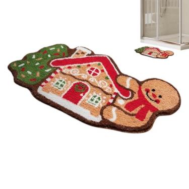 Imagem de Tapete exterior da casa de pão de gengibre, capacho da casa de pão de gengibre - tapete de chão de casa de fazenda de férias | Tapete antiderrapante da porta de entrada do pão de gengibre, tapete do p