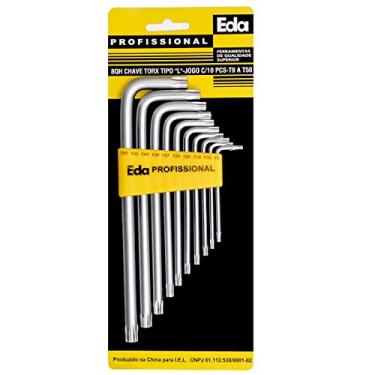 Imagem de Jogo De Chaves Com 10 Peças Torx L T 9 A T 50 8qh Eda Aço Ferramentas Mecânica Eletrônica Montagens